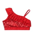 thumbnail image 3 of Miaeowve Débardeur à une Épaule à Sequins Brillants pour Filles, Rouge 6, 3 of 7
