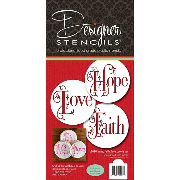 Hope, Faith and Love Cookie Stencil Set C1010 by Designer Stencils
