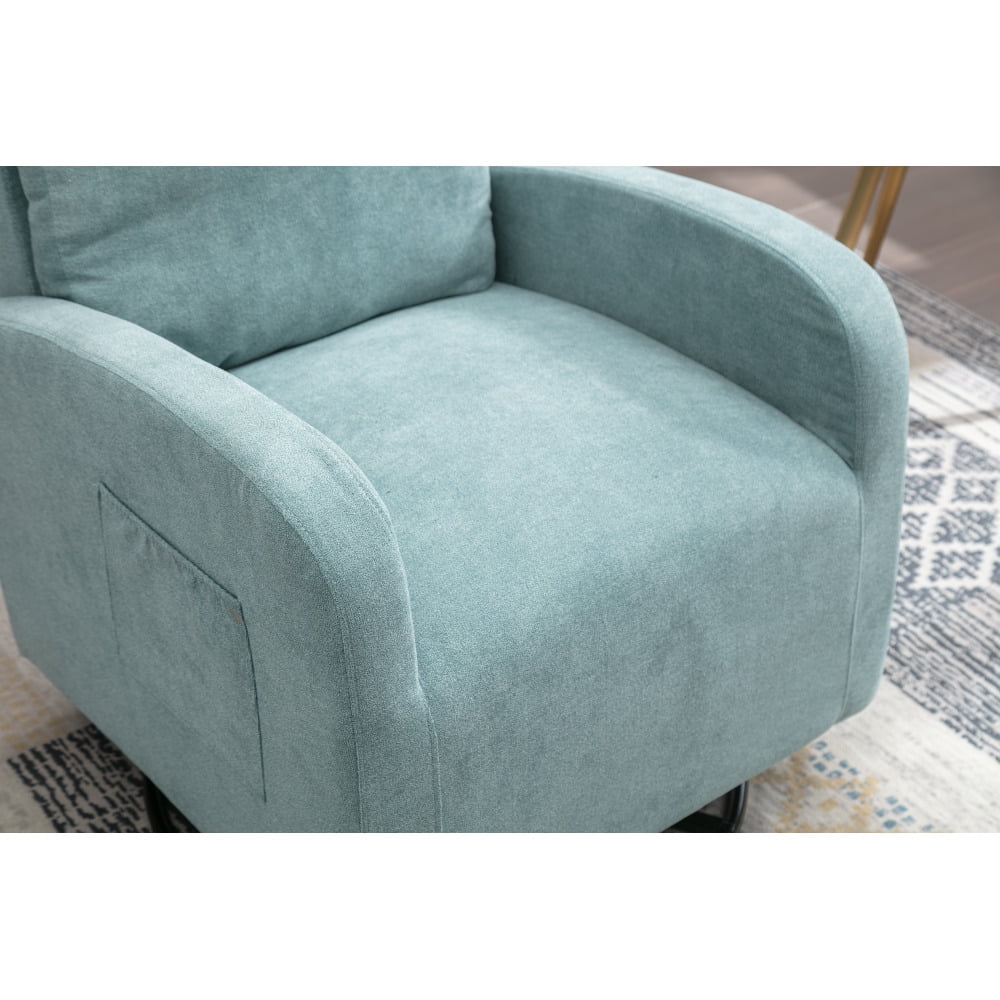 Upholstered Swivel Glider, Cosymart Rocking Chair for Nursery in Light Blue, Modern Style One Left Bag