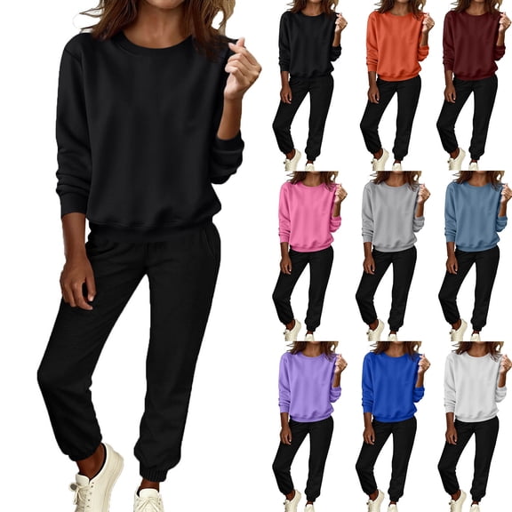 Sakmal Sweatpant Sets for Women Plus Size Joggers Pants Solid Elastic Waist Casual Jogger Pants for Women L