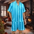 thumbnail image 2 of XDZJLR Mens Christmas Sleepwear Striped Print Short Sleeve Shorts Button Down Pajama Soft Comfortable Home Relaxation Nightwear Loungewear Yellow Xxl, 2 of 4