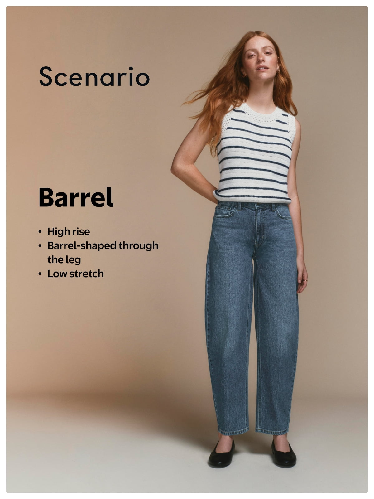 Scenario Women's and Women's Plus High Rise Barrel Jeans, 26", 28" Inseam, Sizes 0-28W