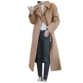 thumbnail image 2 of VKEKIEO Trench Coats for Women Women Winter Warm Trench Long Coat Outwear Lapel Wool Jacket Overcoat Plus 2XL, 2 of 4
