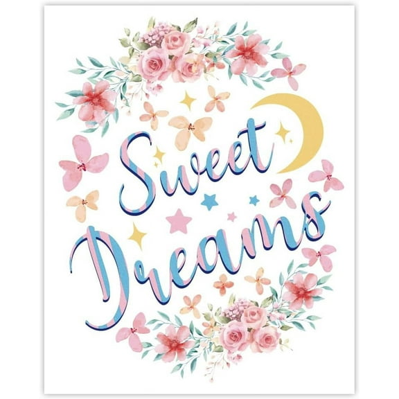 1 Pc Wall Art Print Retro Sweet Dreams Poster Prints Pictures Wall Decorations for Office Bedroom Living Room Home Decor 11x13.8 Inches Unframed