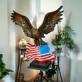 thumbnail image 2 of Eagle with American Flag Bronze Statue -  Size: 32"L x 14"W x 35"H., 2 of 14