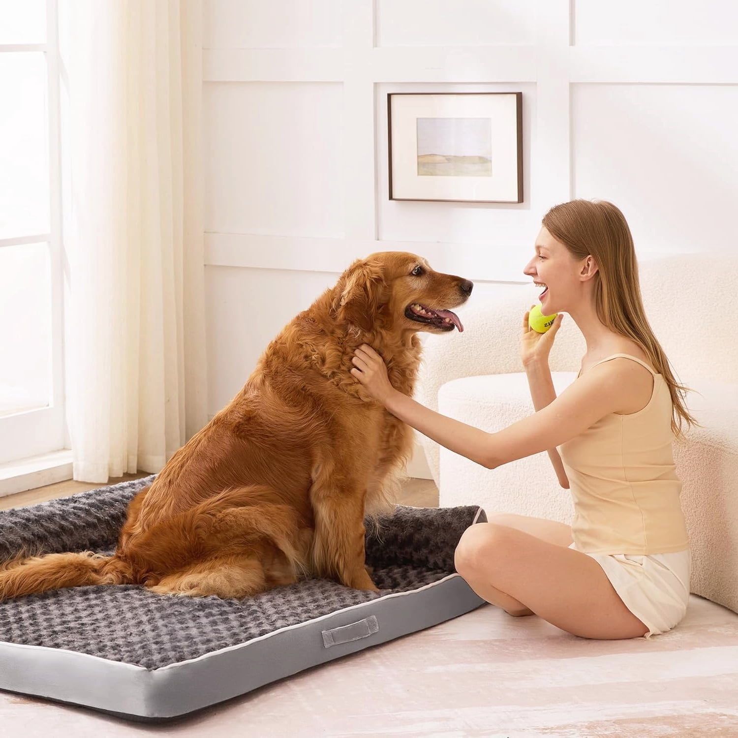 Comfortable Orthopedic Dog Bed for Large Dogs Grey 42"x30" Easy to Clean