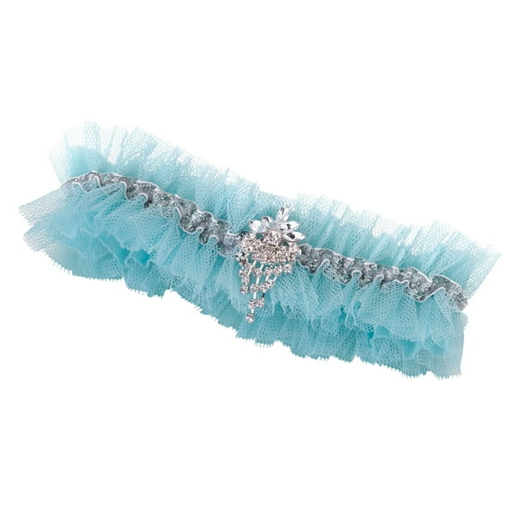 Rhinestone Tulle Garter, Aqua