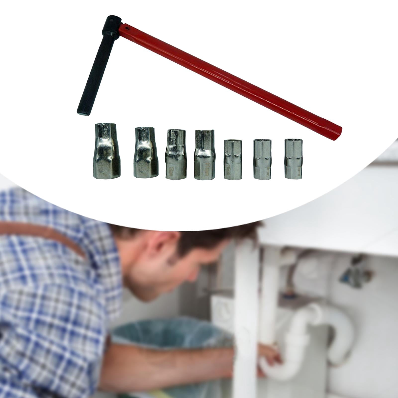 figatia Wrench Socket Plumber Back Nut Kit Faucet Wrench Portable Bathroom Steel Plumber Tap Installation Tools Basin Nut Spanner Set