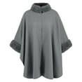 thumbnail image 6 of Ediodpoh Ladies Fashion Loose Plush Collar with Solid Color Windproof Cape Coat Elegant Outerwear Grey, 6 of 7