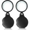 thumbnail image 1 of 2pcs 5x Small Pocket Magnify Glass Premium Folding Mini Magnifying Glass with Rotating Protective Leather Sheath, Apply to Reading, Science, Jewelry, Hobbies, Books, 1.96in, 1 of 5