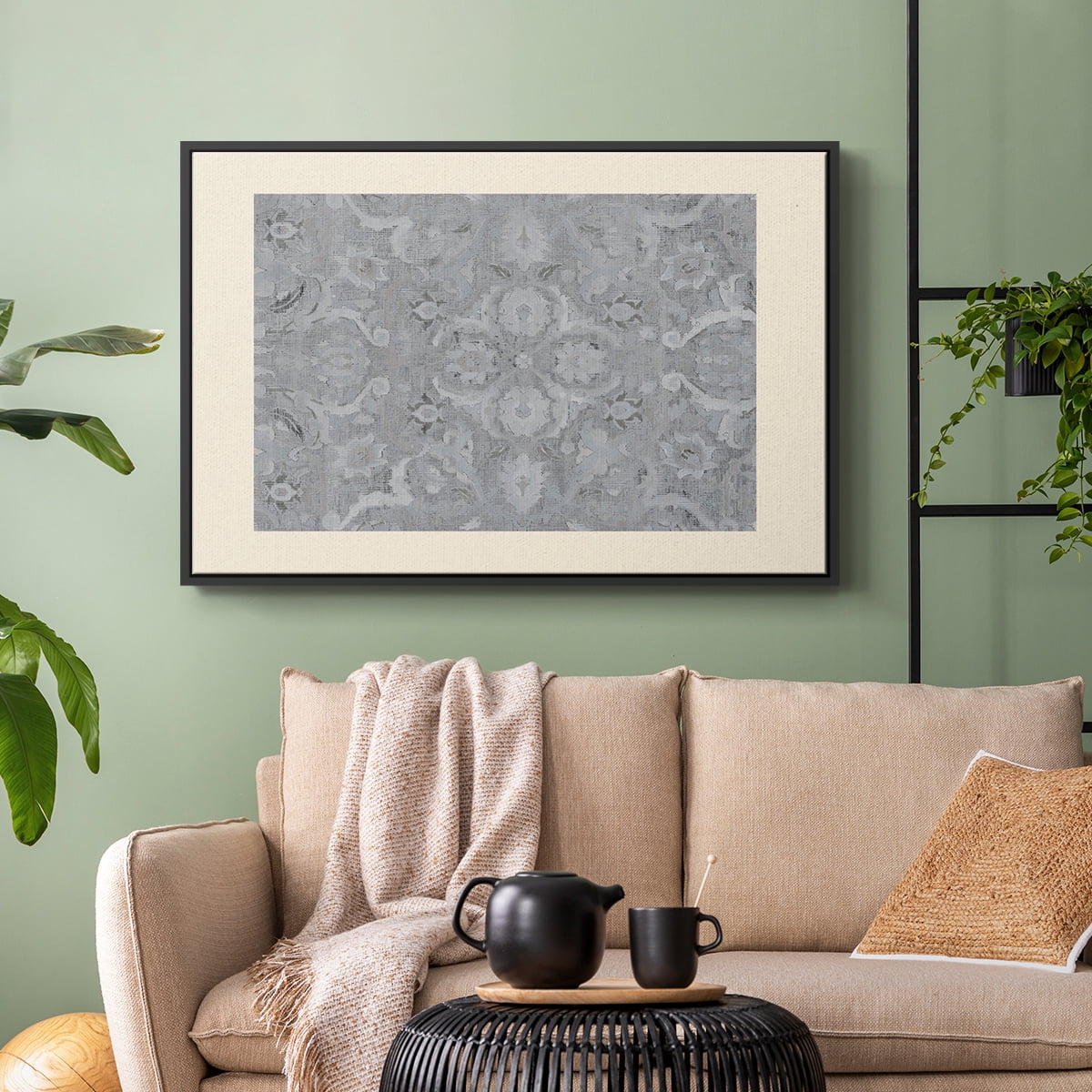 Vintage Abstract Print-I Framed in Black Wood Gallery Wrapped Canvas 25 in. x 37 in.