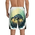 thumbnail image 3 of Daiia Watercolor Turtle3 Mens Woven Stretch Pajama Short,Short Pajama Pants-Large, 3 of 9