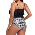 thumbnail image 3 of Zando High Waisted Tankini Bathing Suits for Women Modest Swimsuits with Ruffle 2 Piece Tummy Control Swimwear Black Leopard S, 3 of 6