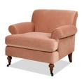 thumbnail image 4 of Peach Orange Velvet Armchair With Metal Wheels, 38" , Hardwood And Plywood Frame Style Accent Chair, Upholstery, , Strong & Base, High Density Foam Sitting, Comfortable Sinuous Springs, 4 of 6