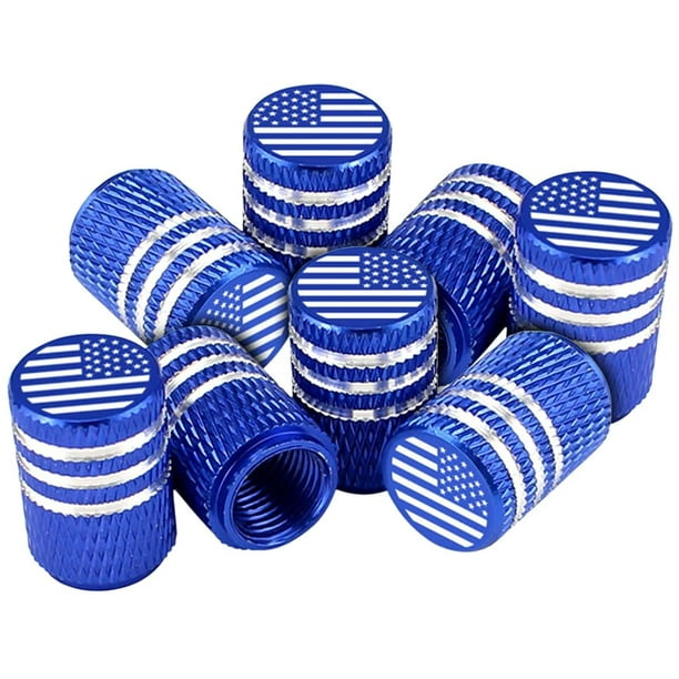 American Flag Tire Valve Stem Caps, 8 Pcs AntiTheft Premium Metal
