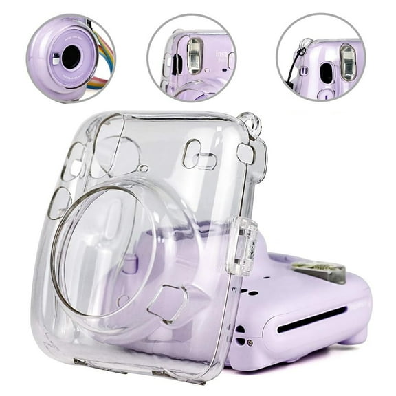 Digital Camera Case, Transparent Camera Sleeve for Fujifilm Instax Mini 11, Crystal Camera Case with Detachable Adjustable Shoulder Strap, Transparent