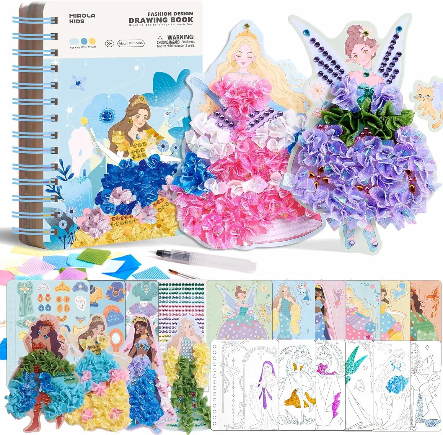 8-in-1 Magic Princess Craft Set, Magic Princess Crafts, DIY Activity with Princesses Stickers, Foil Crafts Art Fun & Gem Painting for Boys & Girls Ages 4-8