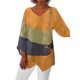 thumbnail image 1 of Camisetas de manga larga con dobladillo Irregular para mujer, Camiseta holgada con cuello en V, Tops de lino de algodón informales diarios de verano, estampado artístico Vintage, 1 of 4