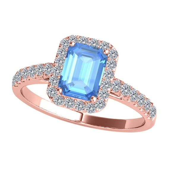 AoneJewelry 1.85 Ct. Diamond Blue-Topaz Ring Crafted In 10K Rose, White & Yellow Gold