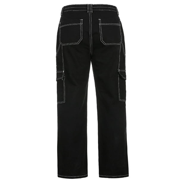 パンツ Black coated straight jeans Y2K archive Women Y2K Baggy Jeans Straight Wide Leg Pants Stitching High Waist
