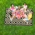 thumbnail image 2 of Hasoo Outdoor Rug Portable Premium Plastic Geometric Floral Pattern for Large Patio Deck Sunroom RV Camping Brown 8 x 10 ft, 2 of 5