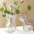 thumbnail image 6 of Money Bag Glass Vase, Folded Texture Creative Flower Vase for Home Decor, 5.9" High Transparency Crystal for Bouquets, 6 of 6