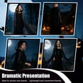 thumbnail image 4 of Cloak with Hood Black Tulle Witches Cape for Women Long Sheer Tulle Halloween Vampire Cape Gothic Ghost Robe Costume Party Supplies 1Pcs, 4 of 6