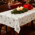 thumbnail image 6 of Luoshdecor Christmas Snowflake Tablecloth,Winter Holiday Gift,Wihte Snowflake Wonderland Table Cover for Christmas Holiday Party Table Decor, 54 x 104 in, 6 of 7