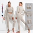 thumbnail image 2 of Conjunto de Yoga de 2/3/4 piezas para mujer ropa deportiva de entrenamiento sin costuras para gimnasio, trajes de cintura alta Leggings Top corto de manga larga, 2 of 4