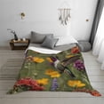 thumbnail image 7 of Vsdgher Humming Bird Pattern Fleece Throw Blanket, Horizontal Fleece Bedding Home Decor for Couch & Bed All Season Use -40"x30", 7 of 7