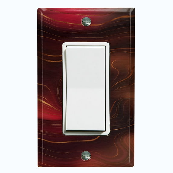 Metal Light Switch Plate Cover Image of Marble Red Brown Swirl Galaxy MAR082