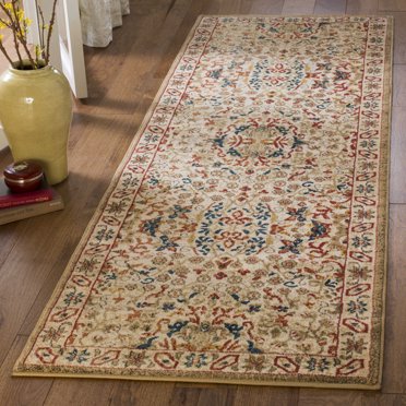 SAFAVIEH Kashan Traditional Accent Rug - 3'3 X 4'1, Ivory & Blue Polypropylene, Non-Shedding