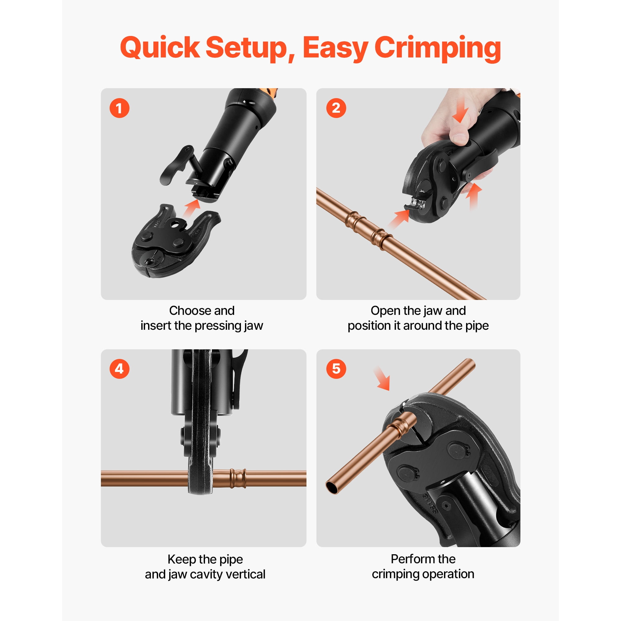 KFFKFF 3/8" Press Jaw for Compact Press Tools, 52 HRC Hardened Steel for High-Pressure HVAC/R Applications - Compatible with 24KN Tools for Copper Pipe Connections