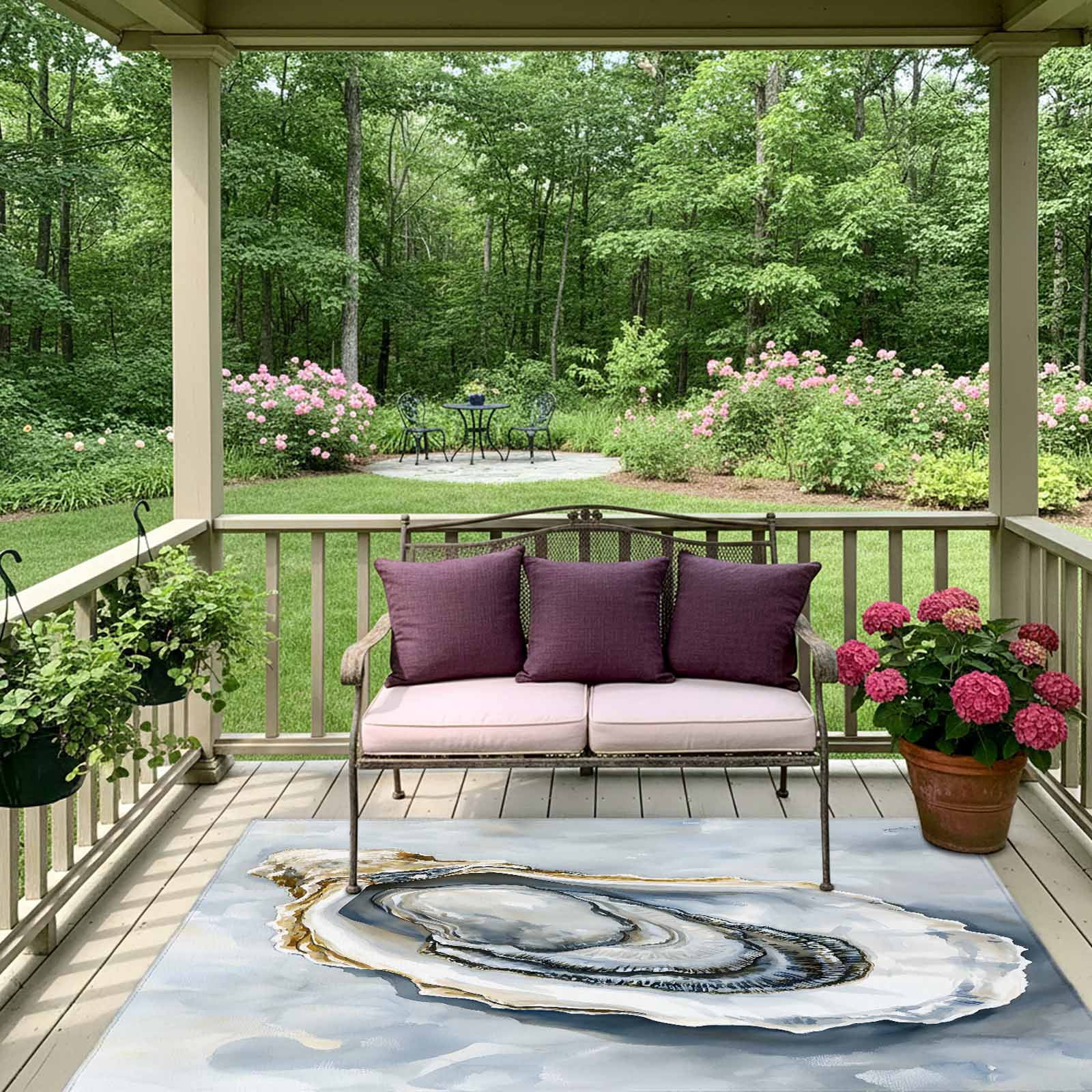 Outdoor Rug 5x8ft Ocean Oyster Oil Painting Large Area Rug Simple Style Indoor Outdoor Carpet Outdoor Rugs Mats for Patio Camping,RV,Front Door, Outside Decor