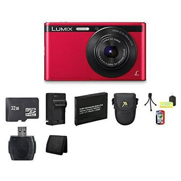 Panasonic Lumix DMC-XS1 16.1 MP Digital Camera (Red) Bundle 3 
