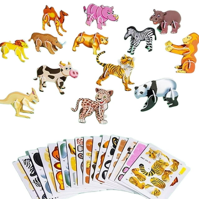 25PCS Puzzle 3D Cartoon Animal Puzzle 2024 Children's 3D Puzzle Toy 3D Puzzle Cartoon Boys And Girls Puzzle Toy Building for Kids 2-3 Alphabet Matching Board Kids Learning Ages 3-5 Alphabet Board