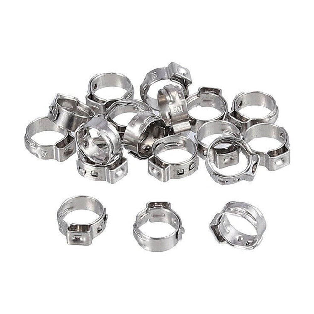 130Pcs Stainless Steel Hose Clamps 7-21mm Adjustable Single Ear Clamp Rings USA