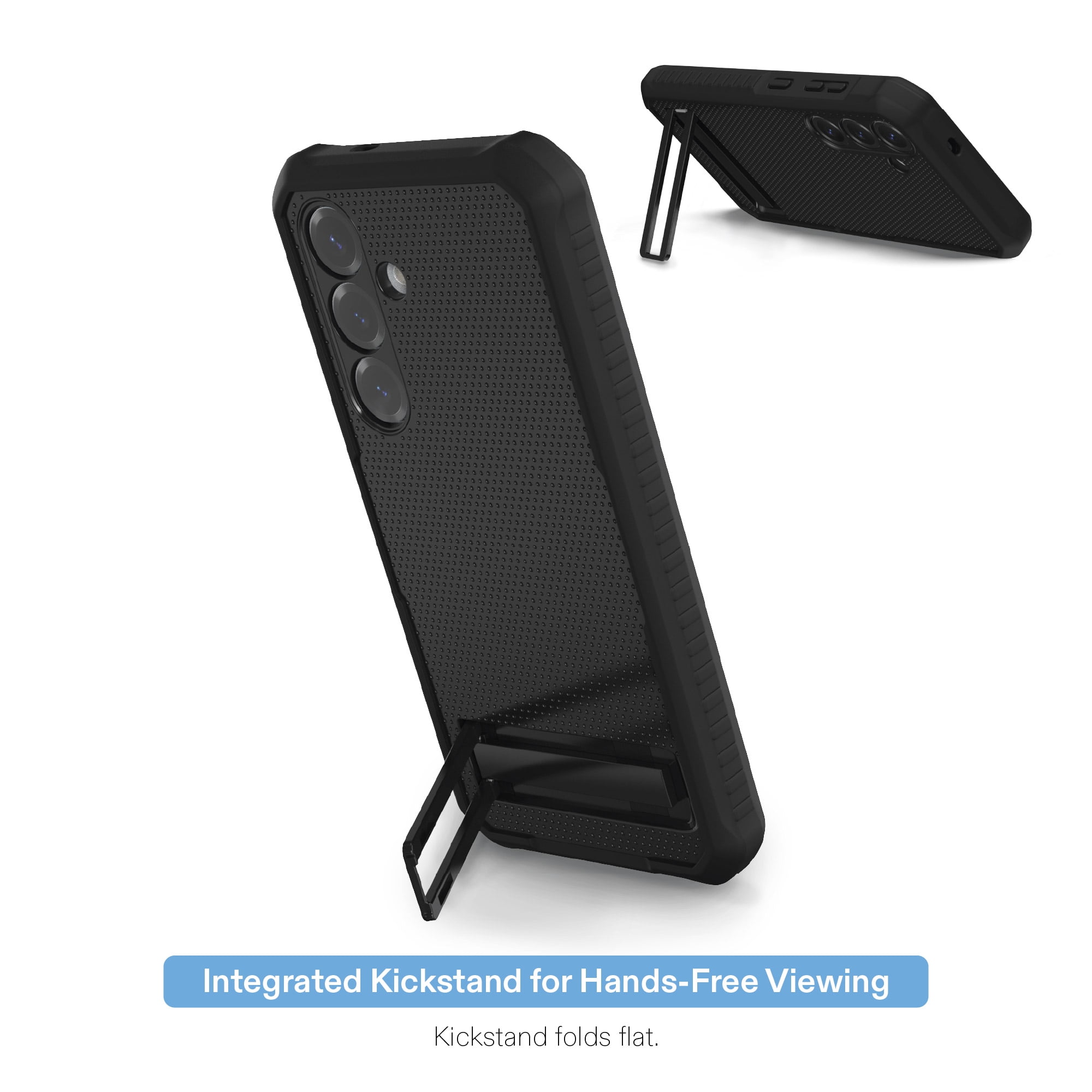 onn Rugged Phone Case with Kickstand for Samsung Galaxy S25+ - Black