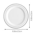 thumbnail image 3 of 10-Pack Plastic Plates Set, Disposable Dinner and Salad Plates with Silver Edge, Elegant for Weddings, Parties, and Holiday Supplies, Sturdy Tableware,9 Inch, 3 of 6