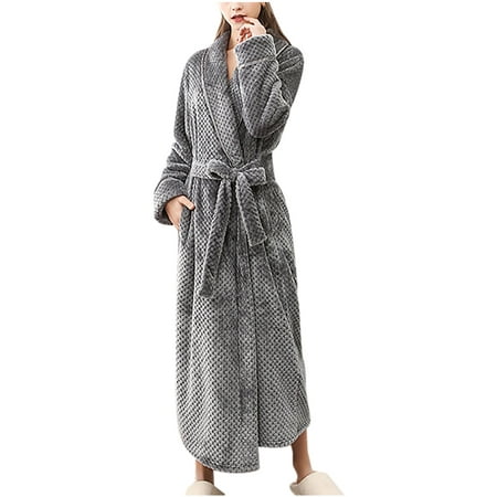 

AOOCHASLIY Bath Robes for Women Clearance Plush Robes Winter Warm Nightgown Couple Bathrobe Men and Ladies Winter Nightgown