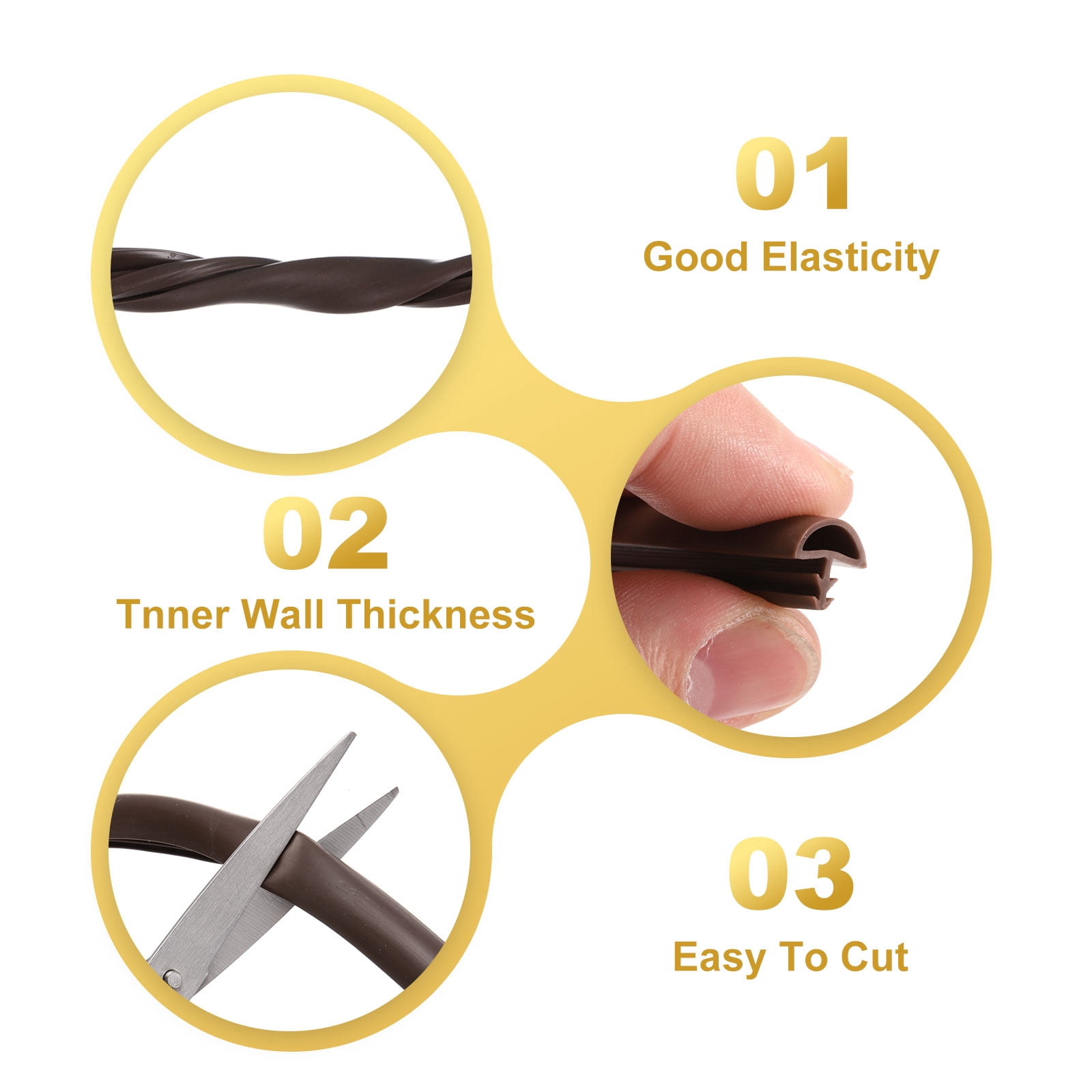 Window Weather Stripping Door Seal, 2 Pack 3/8" Wide Kerf Mount Weatherstrip Seal for (5 m/16.4 ft, Brown)