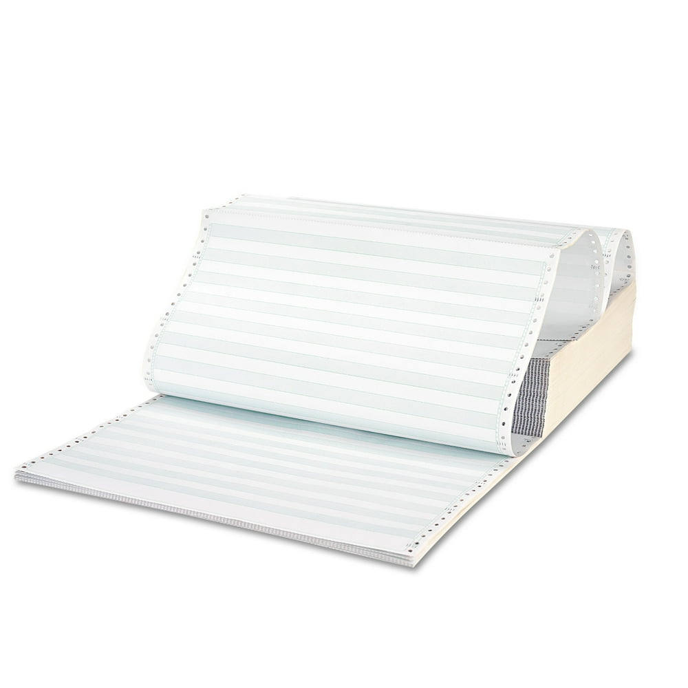 Universal Green Bar Computer Paper, 4Part Carbonless, 147/8 x 11, Perforated, 900 Sheets