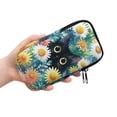 thumbnail image 2 of SEANATIVE Dual Compartment Eyeglasses Case Zipper Sunglasses Pouch Shockproof Lightweight Travel Eyewear Organizer Portable Glasses Pouch for Work Vacation Trips, Cute Cat Daisy, 2 of 7