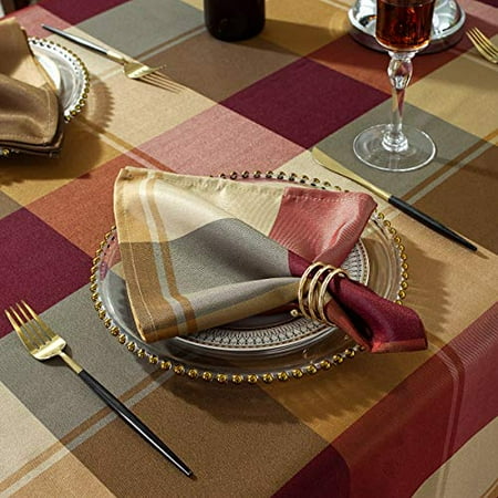 

SASTYBALE Checkered Style Cloth Napkins 20 x 20 Inch 4 Pieces Washable Comfortable for Restaurant Family Dinners Weddings Parties and Banquets(Square 20 x 20 Red)