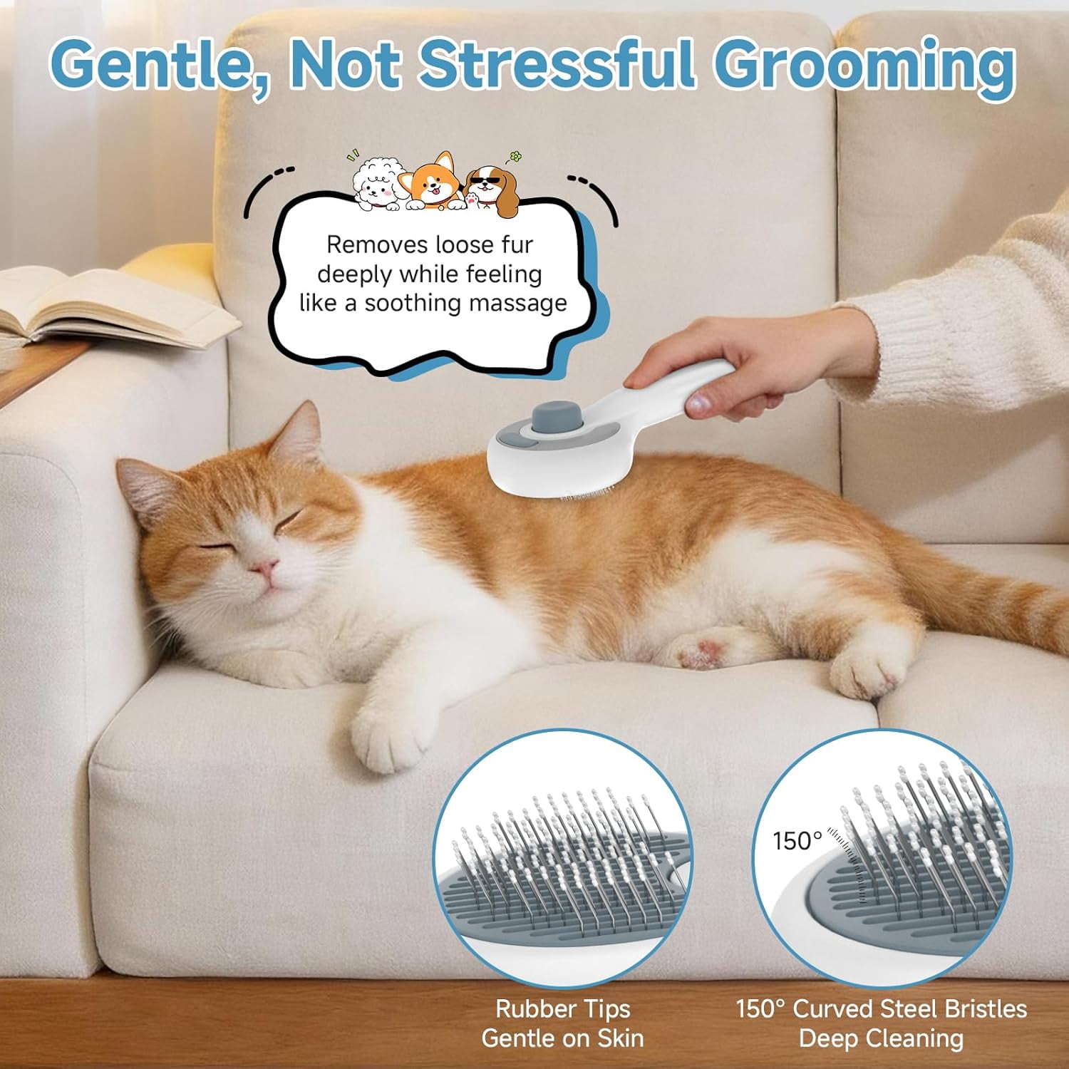 Pet Steam Brush for Dogs & Cats, 3-in-1 Spray Grooming Brush with Steam, Deshedding & Hair Removal Comb, Waterless Bath & Paw Cleaning for Long & Short Haired Pets