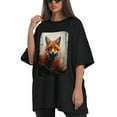thumbnail image 4 of Plus Size Shirt for Women Black Tops for Women Short Sleeves Shirt for Women Fox T Shirt Crewneck Shirt for Women XS, 4 of 5