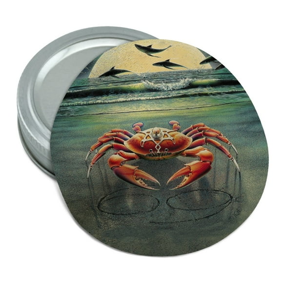 Zodiac Cancer Crab on the Tropical Moonlit Beach Round Rubber Non-Slip Jar Gripper Lid Opener