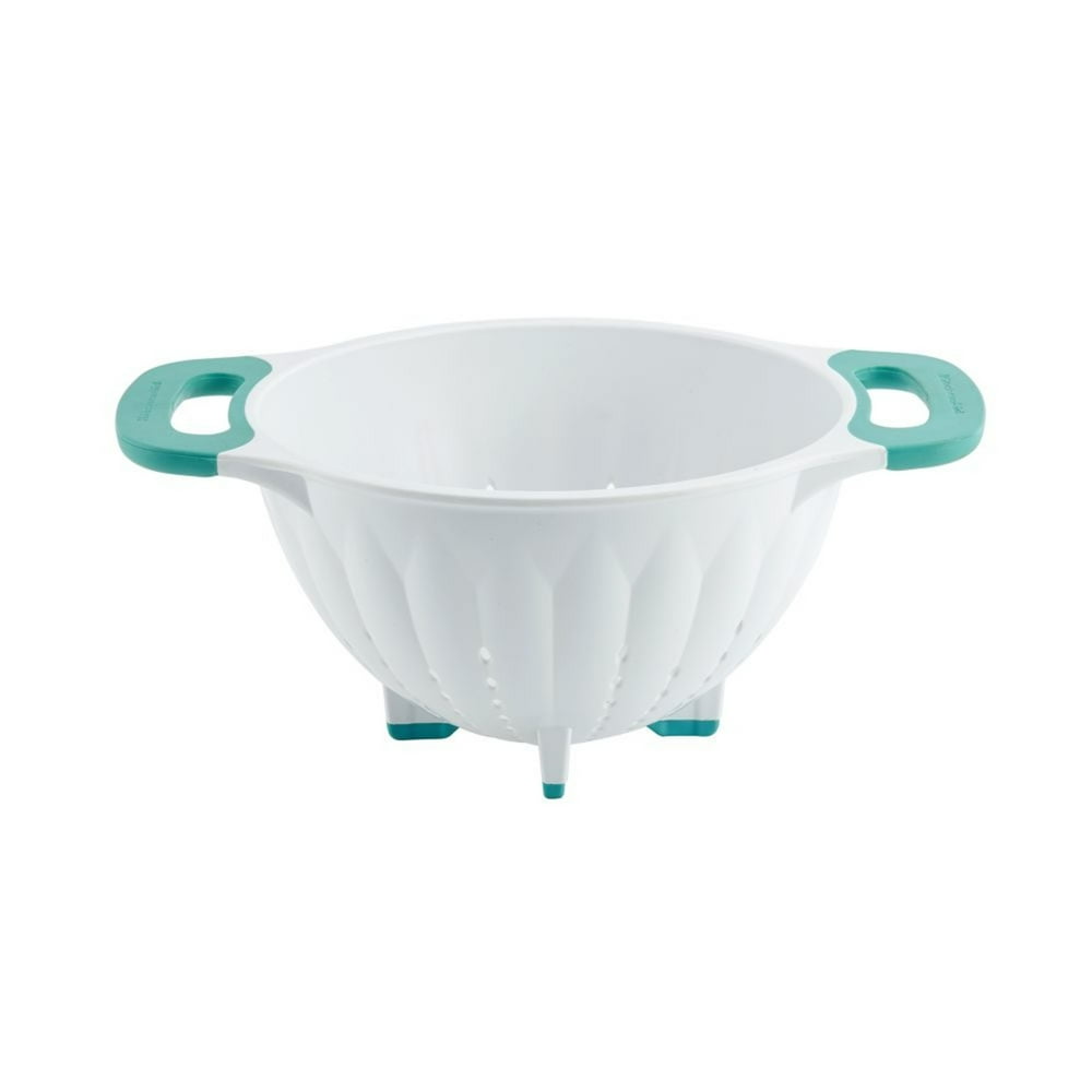 Kitchenaid 3quart BPAFree Plastic Colander in White with Aqua Sky