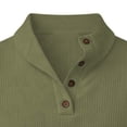 thumbnail image 6 of Short Sleeve Tops for Men Corduroy Knit Turn-Down Collar Henley Tee Shirt Solid Color Casual Summer T-shirts (M, Army Green), 6 of 6