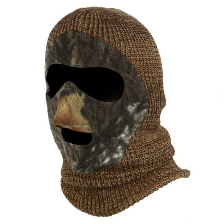 QuietWear Solid Knit with Camo Fleece Patented Mask, Mossy Oak Breakup